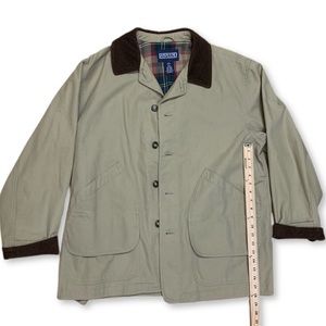 Lands’ End Vintage Coat Plaid Lined Khaki size L
